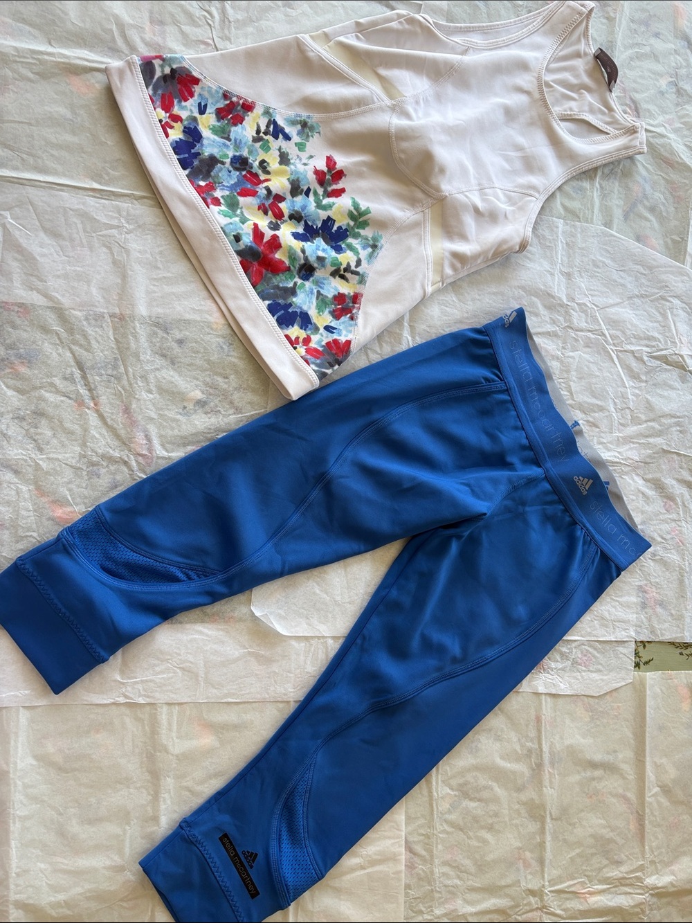 Adidas by Stella McCartney Athletic Capri Leggings with White Floral Top